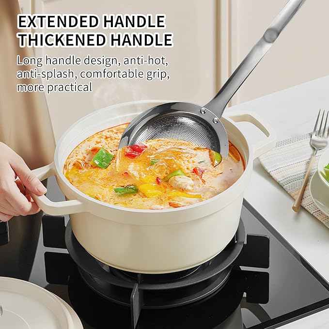 Fine Mesh Stainless Steel Colander, 2024 Upgrade Spoon Extra Fine Mesh Strainer with Handle,Sieve Fine Mesh Colander Spoon Strainer Oil Filter Food Strainer Kitchen Gadget (Small)