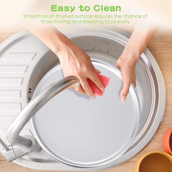 Rtteri 12 Pcs Pizza Pan Bulk Restaurant Aluminum Pizza Pan Set Round Pie Cake Plate Rust Free Cake Tray for Oven Baking Home Kitchen Restaurant Easy Clean (14 Inch)
