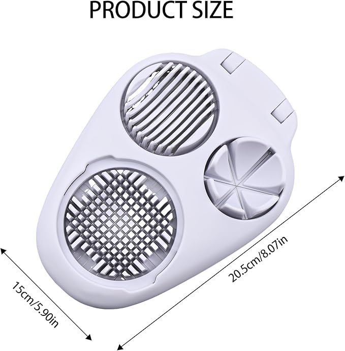 Egg Slicer for Hard Boiled Eggs, 3 Slice Modes Egg Cutter & Egg Dicer, Stainless Steel Egg Chopper for Strawberry, Grape & Tomato, Compact Kitchen Tool
