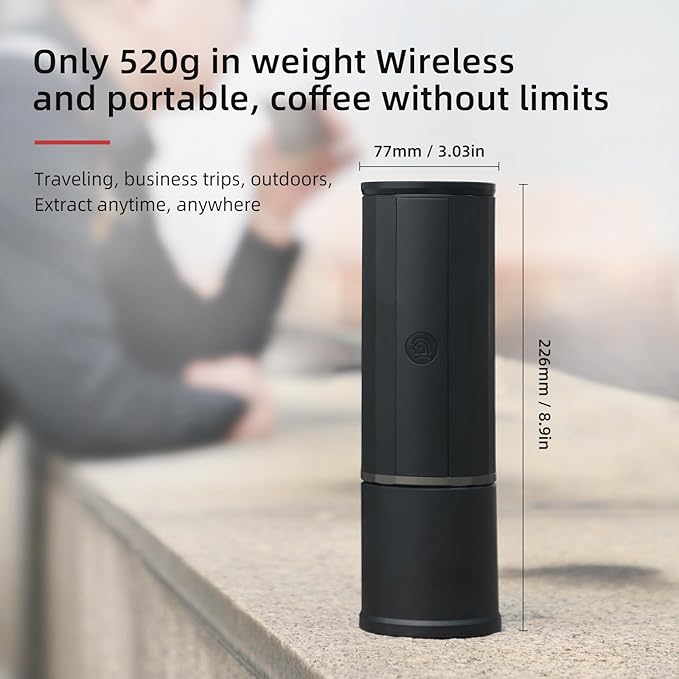 CUFEJORO portable coffee maker15 Bar Mini Coffee Maker USB-C & Car Charger, Lightweight Espresso Maker Black