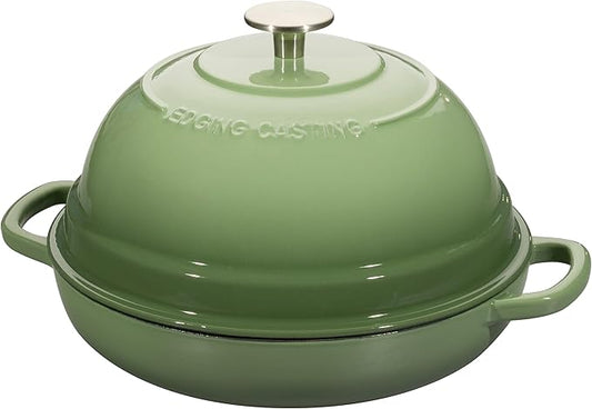 EDGING CASTING Enameled Cast Iron Dutch Oven Pot with Lid, Round Bread Oven for Homemade Sourdough Bread Baking, 6 Quart, Pistachio Green