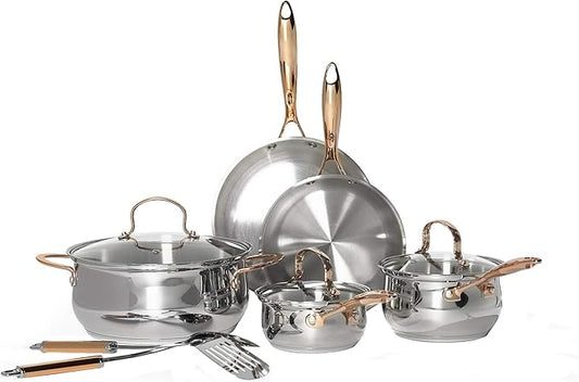 Denmark Tools for Cooks Celebrations Cookware Collection 10 Piece Heavy Gauge Stainless Steel Cookware Set
