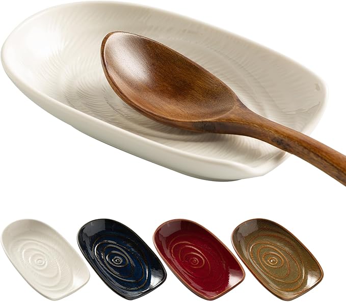 Ceremic Spoon Rest for Stove Top, Spoon Holder for Kitchen Counter, Coffee Spoon Rest, Cooking Utensil Rest for Ladles, Kitchen Decor, Housewarming Gifts, 1 pack (white)