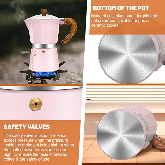 DITOSH 3 Cup Aluminum Espresso Stovetop Moka Pot Express Coffee Maker Percolator Italian Classic Mocha Coffee Machine for Italian and Cuban Cafe Brewing for Home & Camping 150ml 5oz