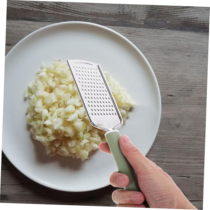 GLEAVI Stainless Steel Handheld Zester and Garlic Mincer Versatile Kitchen Tool for Grating Cheese Garlic and Chopping Vegetables Easy to Clean and Efficient Grating for Everyday Cooking