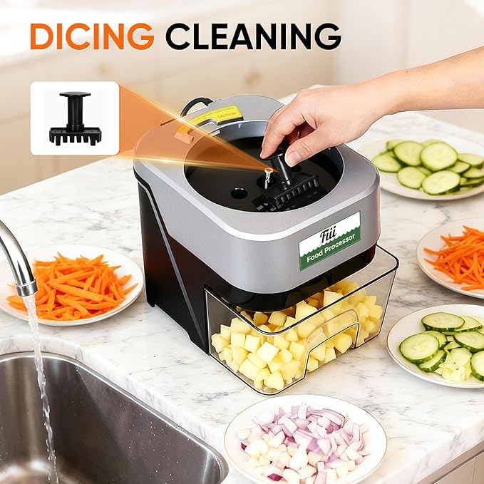 5-in-1 Electric Vegetable Chopper, Commercial Food Dicer - Multifunctional Vegetable Cutter Processor with Dual Feed Chutes for Dicing, Slicing, Grating and Julienning