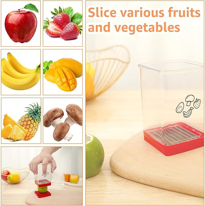 Stainless Steel Fruit & Vegetable Cutter with Push Plate - Banana, Strawberry & Egg Slicer