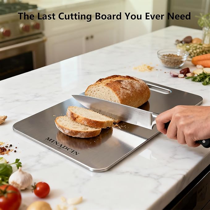 Titanium Cutting Boards For Kitchen, 100% Pure Cut Titanium Cutting Board, Food Grade Quality, Double-sided non-toxic, Easy To Clean, Dishwasher Safe And Will Not Absorb Odors(18L*10W)