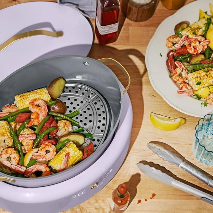 Beautiful 10-in-1 Electric Multi-Cooker, 6-Quart, Digital Display, Non-Stick Pot, One-Touch Control, 10 Cooking Functions (Lavender)