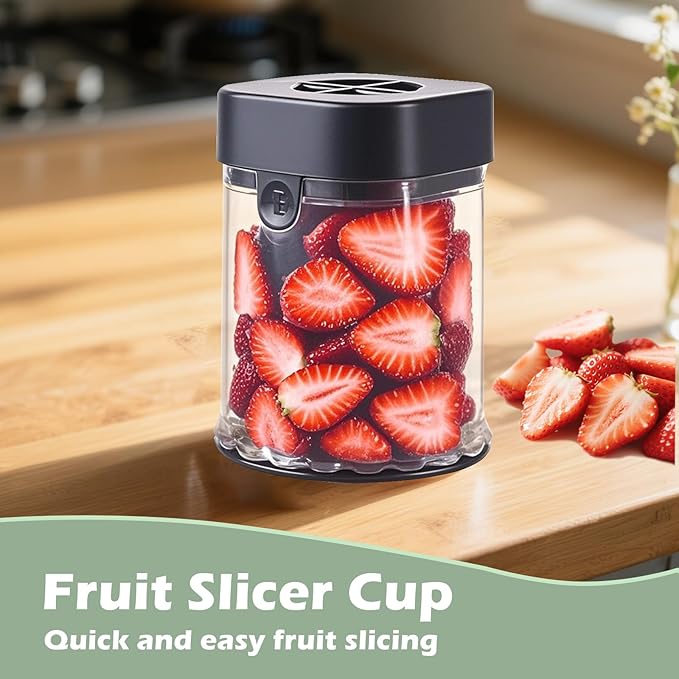 Hendiy Fruit Slicer Cup, Strawberry Slicer Grape Cutter Cup Fruit Slicers Stainless Steel Egg Slicers, Strawberry Cutter Kitchen Gadgets Speed Cutters for Banana Grape Egg