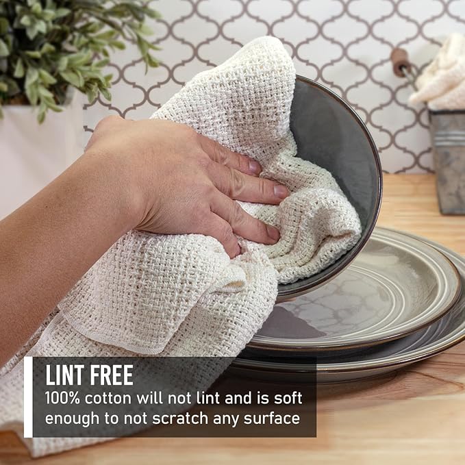 Old Fashion 100% Cotton Kitchen Towels - Set of 2-24"x15" (Gray/Natural)