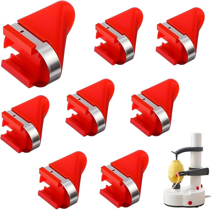 8PCS Universal Replacement Blades for Electric Potato Peeler, Stainless Steel Professional Peeler Head Accessories, Compatible with Rotato Express & Most Automatic Veggie Fruit Slicers