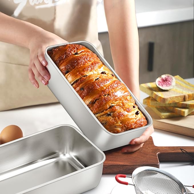 E-far Loaf Pans for Baking Bread 9x5, 12 Pack Stainless Steel Loaf Pan, Rectangle Metal Bakeware Mold for Homemade Banana Bread Meatloaf Brownies, Healthy & Non Toxic, Easy Release & Dishwasher Safe
