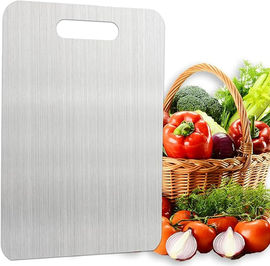 Metal Cutting Boards for Kitchen,304 Stainless Steel Cutting Board Can Be Used on Both Sides,Chopping Board Suitable for Cutting Meat, Fruits and Vegetables(13 * 9 in)