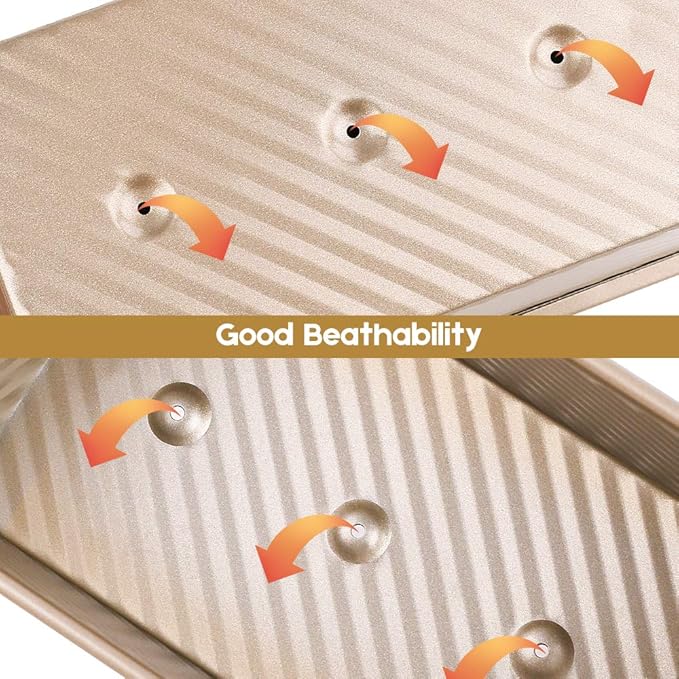 Amagabeli Pullman Loaf Pan with Lid Nonstick Bakeware 9”x4” Carbon Steel Corrugated Bread Toast Box Mold for Cooking Oven Baking Roasting Toaster Bake Mold Homemade Cakes Baking Golden