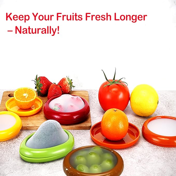 Zyphora 5-Piece Avocado Saver and Tomato Holder Set – 4 Reusable Silicone Food Storage Containers + 1 Fruit Peeler, Stretch Pods for Fruit & Veggie Storage
