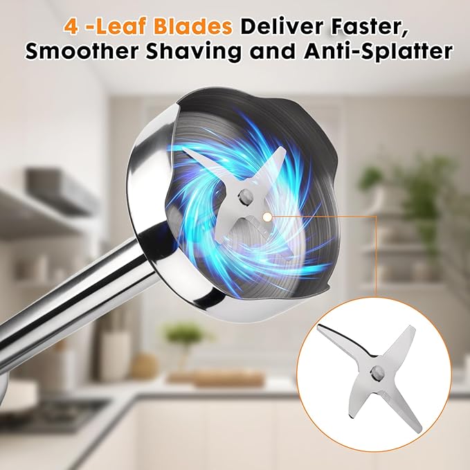 YODHOSA Immersion 8 in 1 Hand Blender 25 Speed & Turbo Mode Handheld Blenders Electric Sitck Blender with Beaker Chopper Milk Frother Frother Grinder and Mixer