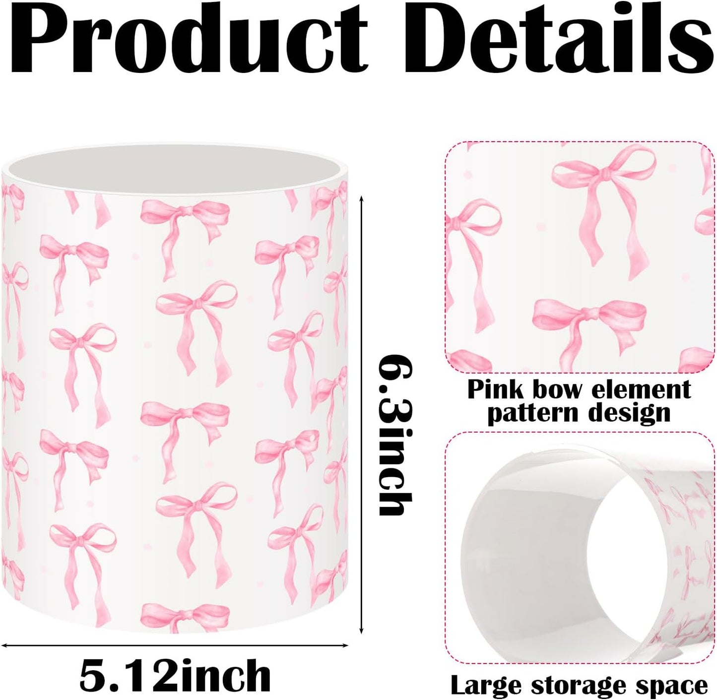 WILLBOND Pink Bow Utensil Holder Coquette Acrylic Kitchen Decor Cooking Utensil Crock Preppy Storage Caddy Organizer Vase Decor for Kitchen Countertop Spoon Holder Jar Housewarming Gift
