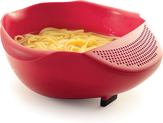 Norpro NOR-2176 Plastic Serving Bowl with Strainer , Red