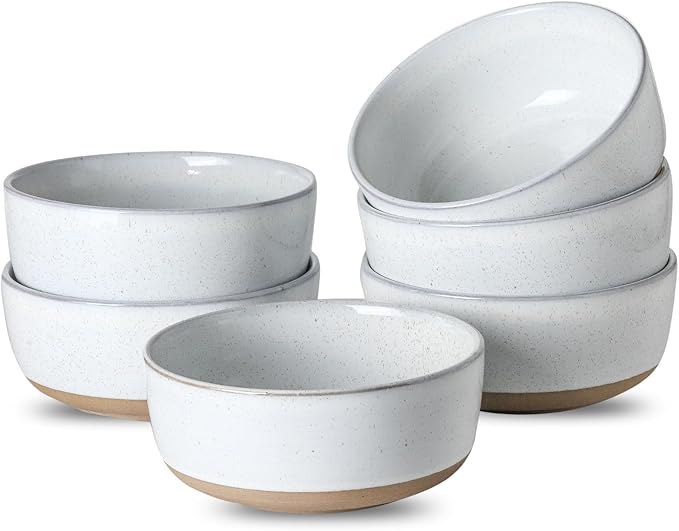 Tikooere Ceramic Soup Bowls Set of 6,30 Ounce Stoneware Cereal Bowl,Porcelain Nesting Bowls for Oatmeal,Popcorn,Soup,Pasta,Fruit,Housewarming Gift,Microwave & Dishwasher Safe,White