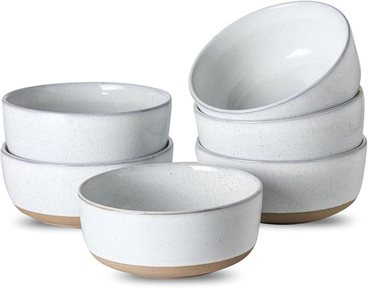 Tikooere Ceramic Soup Bowls Set of 6,30 Ounce Stoneware Cereal Bowl,Porcelain Nesting Bowls for Oatmeal,Popcorn,Soup,Pasta,Fruit,Housewarming Gift,Microwave & Dishwasher Safe,White