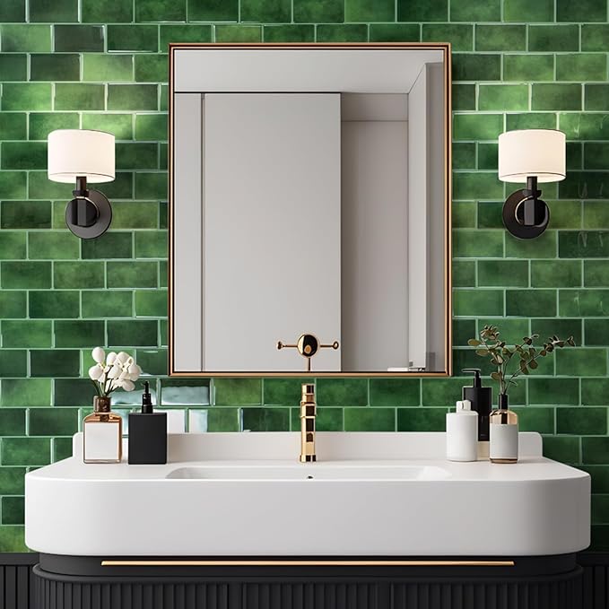 Art3d Peel and Stick Green Wall Tiles – 12"x12" Thicker Design Backsplash, Self-Adhesive Tile for Kitchen & Bathroom Renovation