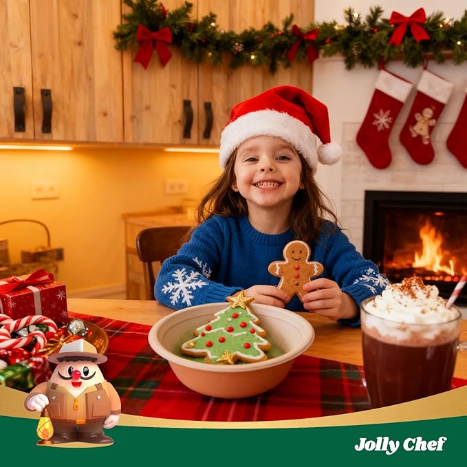 JOLLY CHEF Compostable Disposable Paper Bowls [16 oz] Heavy Duty Soup Uncoated Containers [150 Pack] Biodegradable Bagasse Hot Cold Eco-Friendly Natural Sugarcane Microwavable for Dessert Christmas