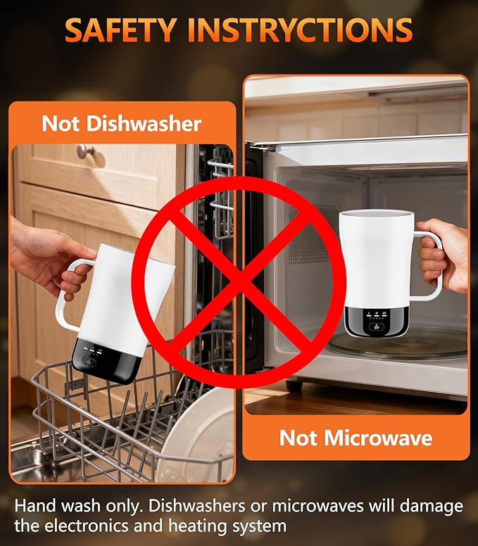 Self-Heating Coffee Mug, 14oz Heated Coffee Mug - Rechargeable Temperature Control Coffee Mug Keep Coffee Hot, Smart Mug Great Gift for Coffee Lovers & Slow Sippers