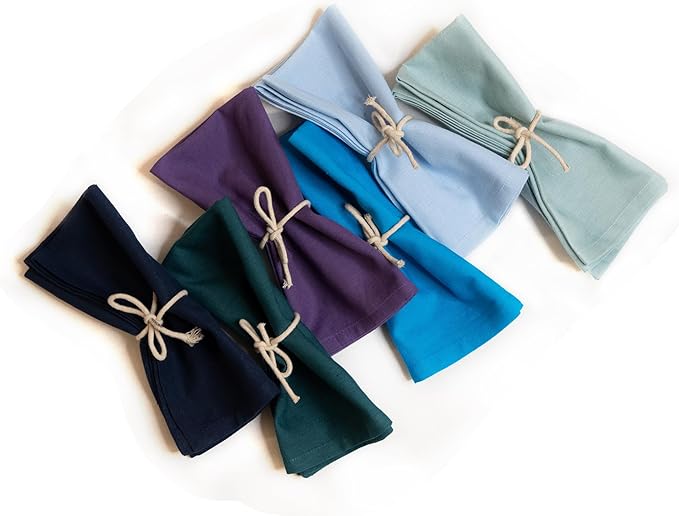 Fingercraft Dinner Cloth Napkins in Cotton Linen Blend Fabric 12 Pack Easter Special, Premium Quality, Mitered Corners for Every Day Use Napkins are Pre Shrunk and Good Absorbency Color Purple