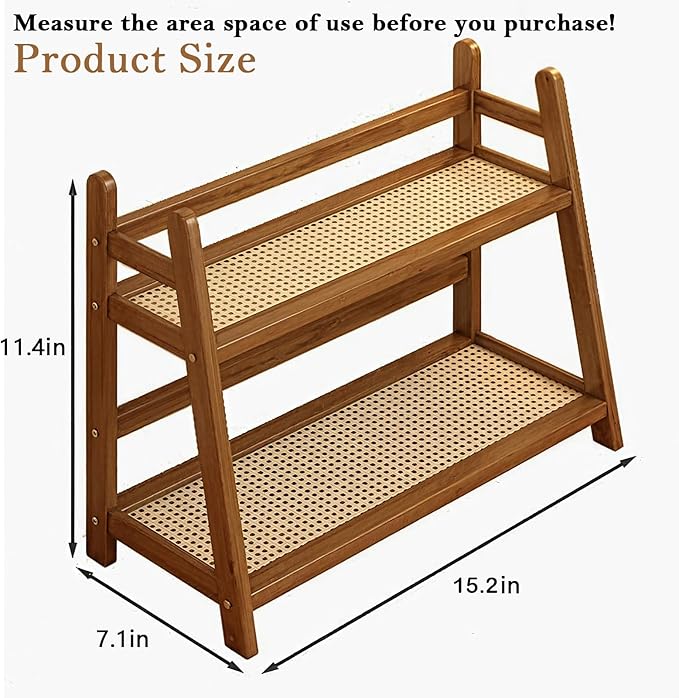 Coffee Station Organizer, Bamboo Mug Holder Countertop, Kitchen Counter Shelf for Tea Coffee Bar Accessories, Matcha Stand, Cup Display, Condiment Storage Rack, 2 Tier, Brown