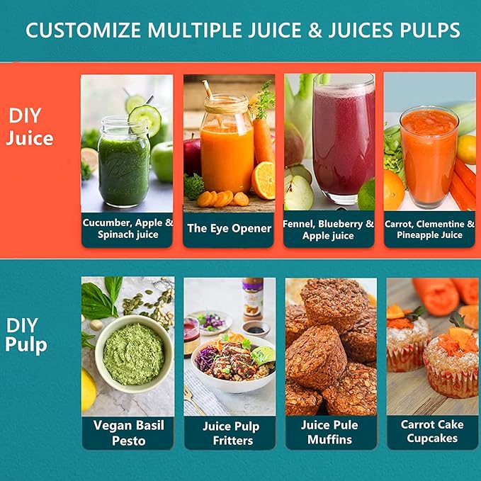 Juicer Machines, Juilist New Generation Juicer Machines Vegetable and Fruit Easy to Clean, Compact Centrifugal Juicer Extractor with 3" Wide Mouth and Anti-Drip, Dual Speeds, Recipe & Brush, 400W