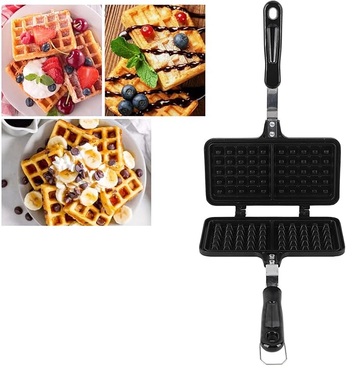 Nonstick Waffle Maker Pan, Pan Waffle Maker, Portable Stove Top Waffle Maker Pan, Camp Stove Top Waffle Skillet for Belgian Waffles Sandwich Toaster, Sandwich Maker