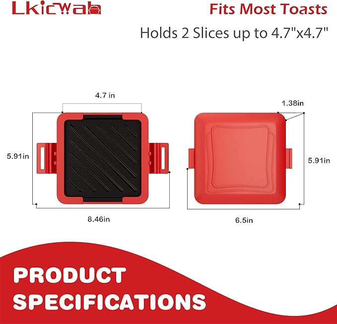 Microwave Grilled Cheese & Breakfast Maker - Fast Cook Waffle, Panini & Sandwich Press (<5 Min), Microwave Cookware, Dishwasher Safe,Easy Clean,2-in-1 Set (Red, 2 in 1)