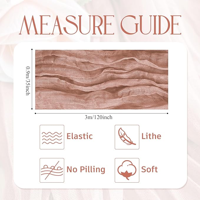 Wokceer Cheesecloth Table Runner 3Pack 10FT Dusty Pink Christmas Boho Gauze Cheese Cloth Table Runner for Party Easter Rustic Sheer Table Runners for Baby Bridal Shower Wedding
