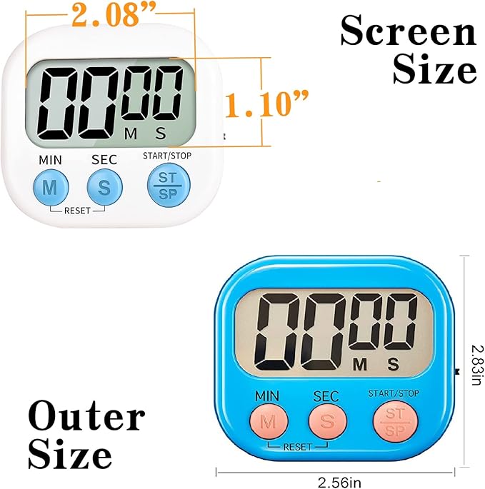 Digital Kitchen Timer for Cooking, Multi-Function Electronic Timer, Big Digits Loud Alarm Strong Magnetic Backing, Classroom Timers for Teachers