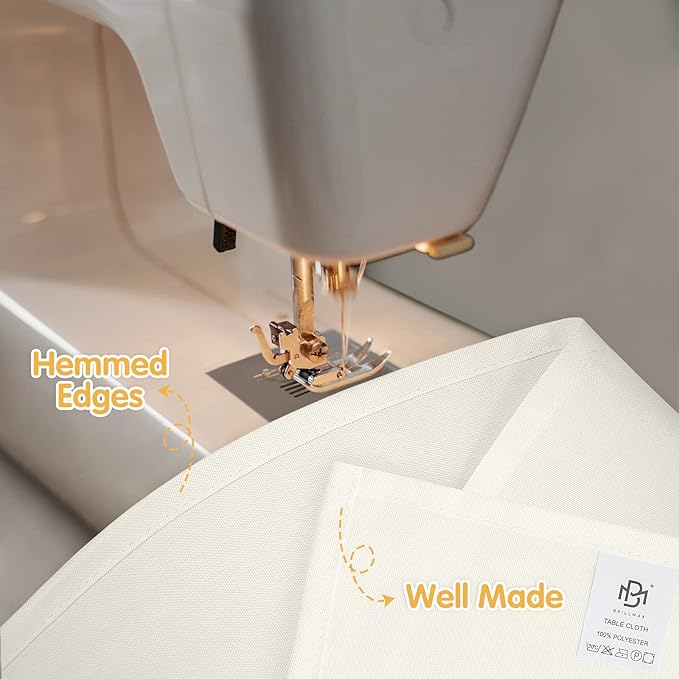 BRILLMAX 4 Pack Ivory Tablecloths 90 x 156 Inch for 8ft Rectangle Tables - 150 GSM Polyester Fabric, Floor Length Drop, Water, Stain & Wrinkle Resistant Cloth Cover for Wedding Reception Banquet