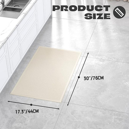 Kitchen Rug, Rubber Non Slip Kitchen Rugs Washable, Absorbent Runner Mat for Floor, Machine Washable Standing Mats for in Front of Sink, Door, Laundry, Entryway, Hallway (Beige, 30" × 17.3")