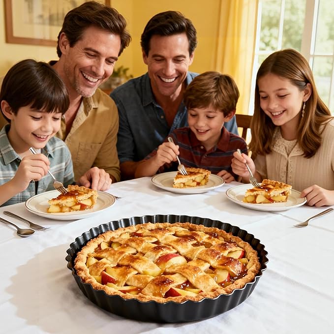 EPPARN Tart Pan 2 Pack, 9 Inch Non-Stick Carbon Steel Pie Pan, Tart Pans with Removable Bottom - Perfect Molds for Making Quiches, Brownies, and Fruit Tarts with Grooved Edges