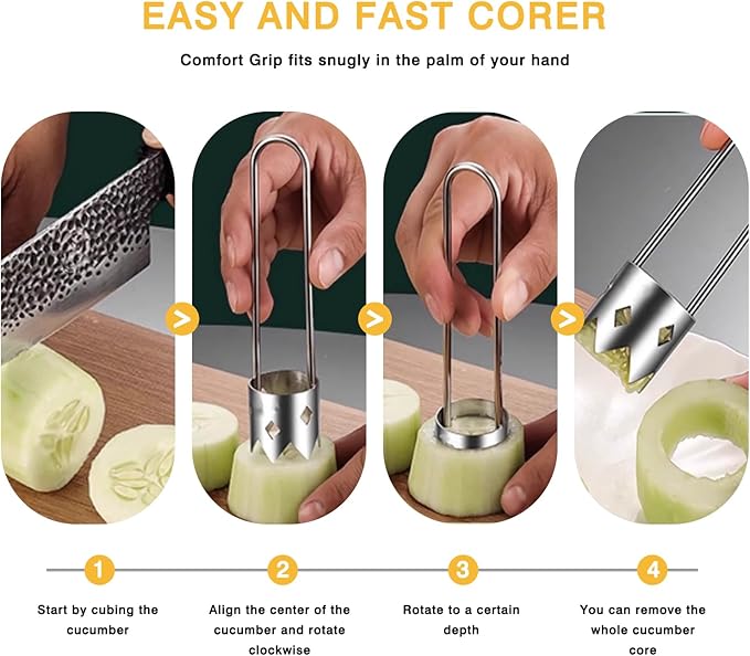 2 PCS Red Bell Pepper Seed Corer-Multifunctional Fruit And Vegetable Core Remover,Kitchen Gadgets for Pepper, Pineapple, Pear (Thickened T-Type)
