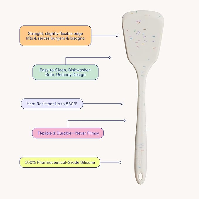 GIR: Get It Right Silicone Kitchen Spatula Turner - Non-Toxic Cooking Utensils for Nonstick Cookware, Cooking and Baking, Ultimate - 13IN - Sprinkles