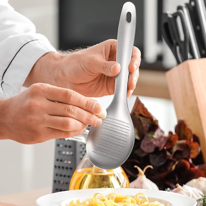 Hemoton Cheese Zester Cheese Graters for Kitchen Stainless Steel Garlic Grinders Ginger Grater Grinder Zester Spoon Metal Lemon Zester Grater With Handle for Cheese, Chocolate, Kitchen Gadgets