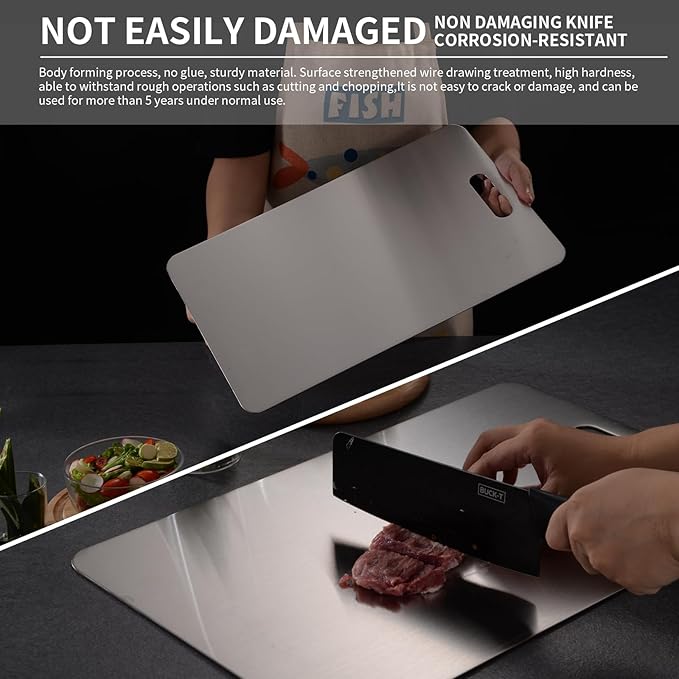 Katuchef Titanium Cutting Board 2026 New Upgrade Pure Titanium Cutting Boards for Kitchen Double Sided Cutting Boards Non Toxic,Hygiene Durable Chopping Board Suitable for Dishwasher Safe(13.38*9.05)