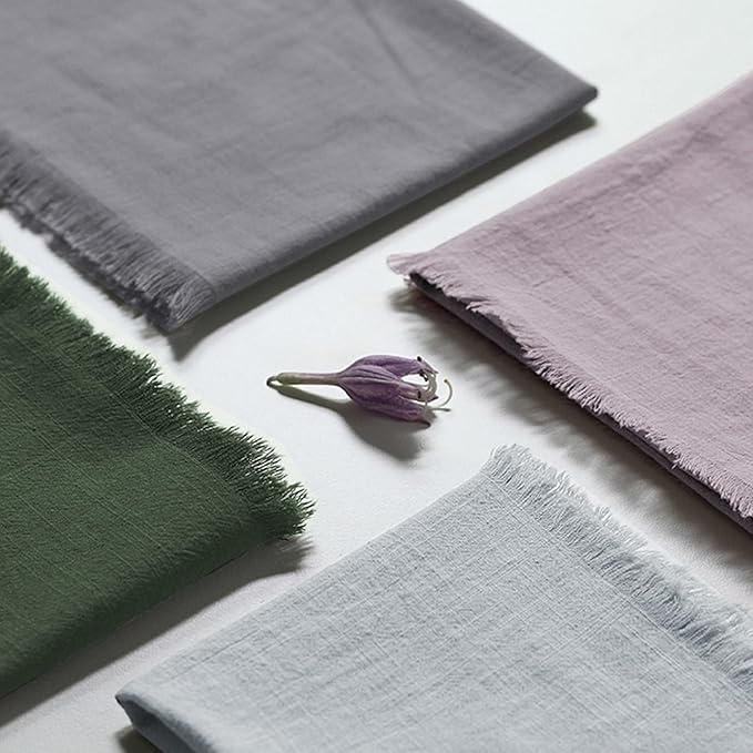 Handmade Cloth Napkins 100% Cotton Napkins with Fringe，Delicate Handmade Cloth Napkins for Dinners, Parties, Weddings and More，18 x 18 Inch Set of 6 - Grey