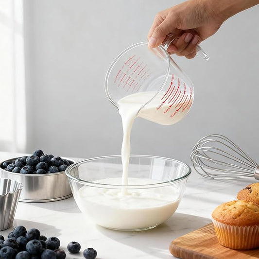 Glass Measuring Cup,Liquid Measuring Cups with 3 Scale(700ml,24oz,3cups) for Kitchen,Restaurant Baking,Cooking,Prepping