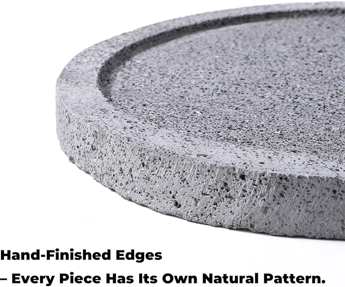 Volcanic Stone Comal - 12 in (30 cm) Round, 2.5 cm Thick | Comal de Piedra Volcánica para Tortillas | Stone Griddle for Gas Stove, Grill & Oven | Heat-Holding Plate for Asar Chiles & Carne