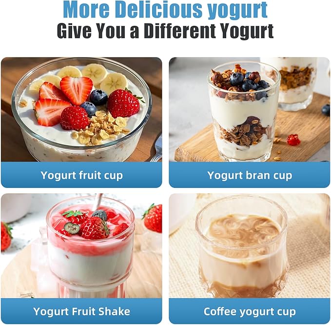 1.37QT Yogurt Maker Machine with Glass Bowl, Automatic Electric Greek Yogurt Maker with 24H Timer & Constant Temperature Control, 3-in-1 Probiotic Maker for Natto & Rice Wine