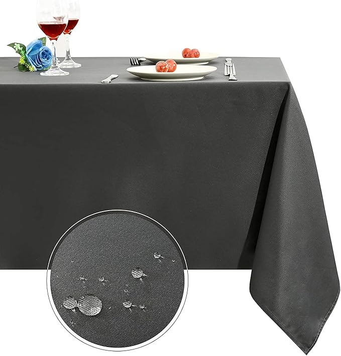 Obstal 210GSM Rectangle Table Cloth - Heavy Duty Water Proof Microfiber Tablecloth, Decorative Fabric Table Cover for Outdoor and Indoor Use (Grey,70 x 70 Inch)