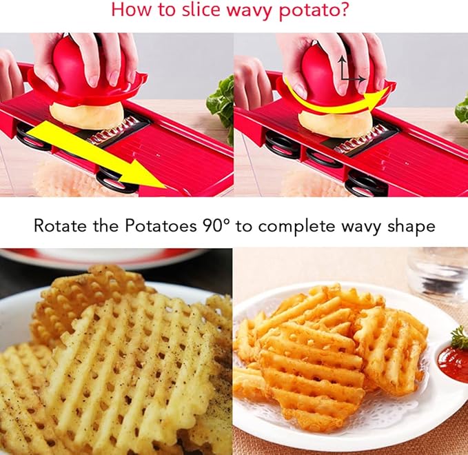 6 in 1 Mandoline Slicer for Kitchen, Multifunctional Veggie Slicer Shredder with Container, Potato Slicer, Vegetable Slicer, Mandoline Food Slicer, Onion Slicer, Essential Kitchen Gadgets