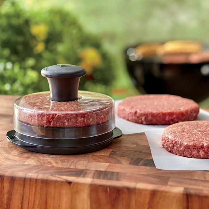 Weber Original Burger Press, Black – Creates Perfect Flat 1/4 lb & 1/2 lb Patties with Built‑in Dimple, Detachable Handle & Nylon Grip