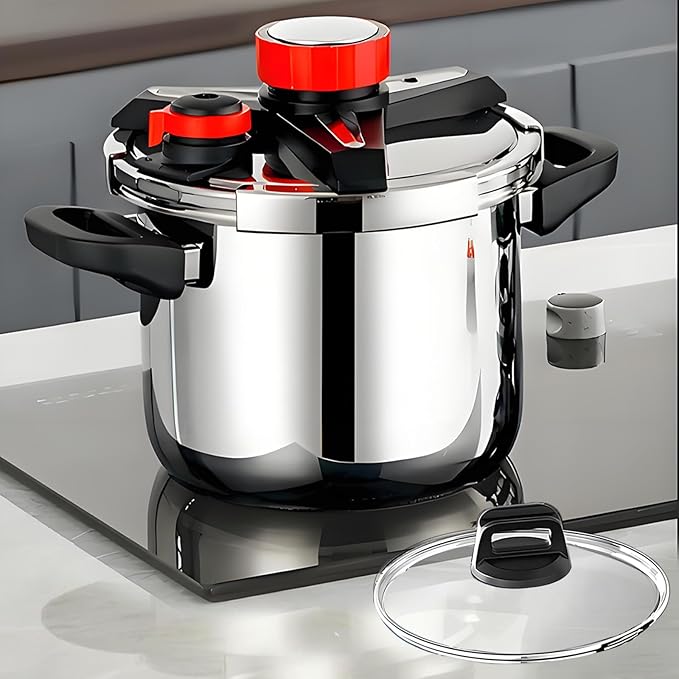 KILOGORGE Pressure Cooker 10 QT,Pressure Canner,18/8 Stainless Steel Pressure Cooker,One-Hand Locking,Compatibility Gas and Induction Cooktops, Pressure Canner for Canning